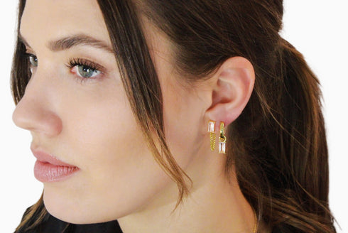 Ameya अमेय | Rosenquarz | Hoop | 18K Vermeil Vergoldung